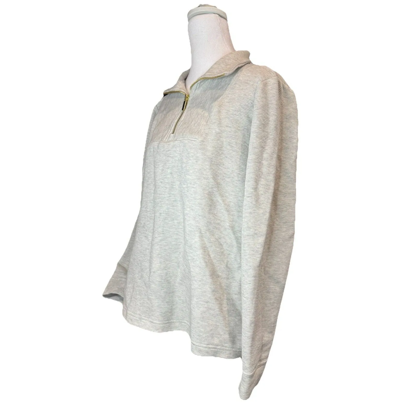Women's Croft & Barrow Sweater Size Medium Grey Quarter Zip Pullover Zip NWT - Image 2