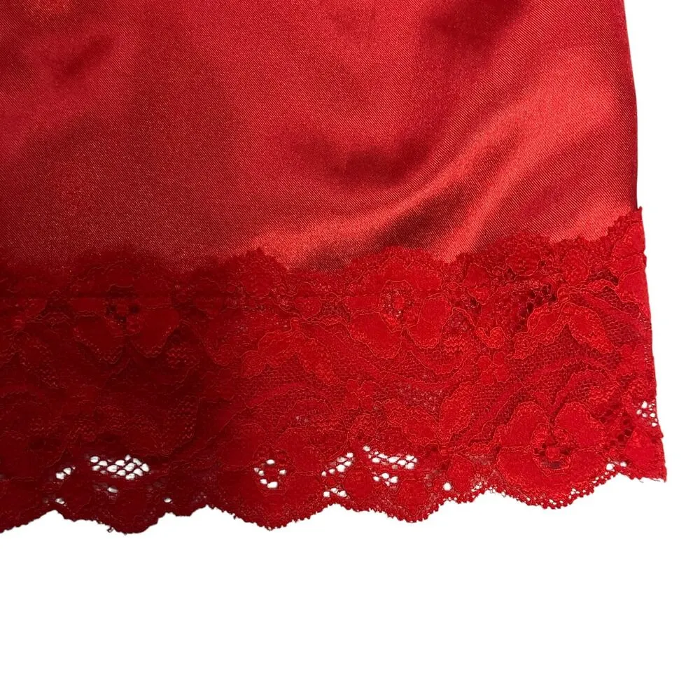 Vintage Y2K Denim 24/7 Women's Red Satin Lace Trim Sleeveless Top Size 20W - Image 3