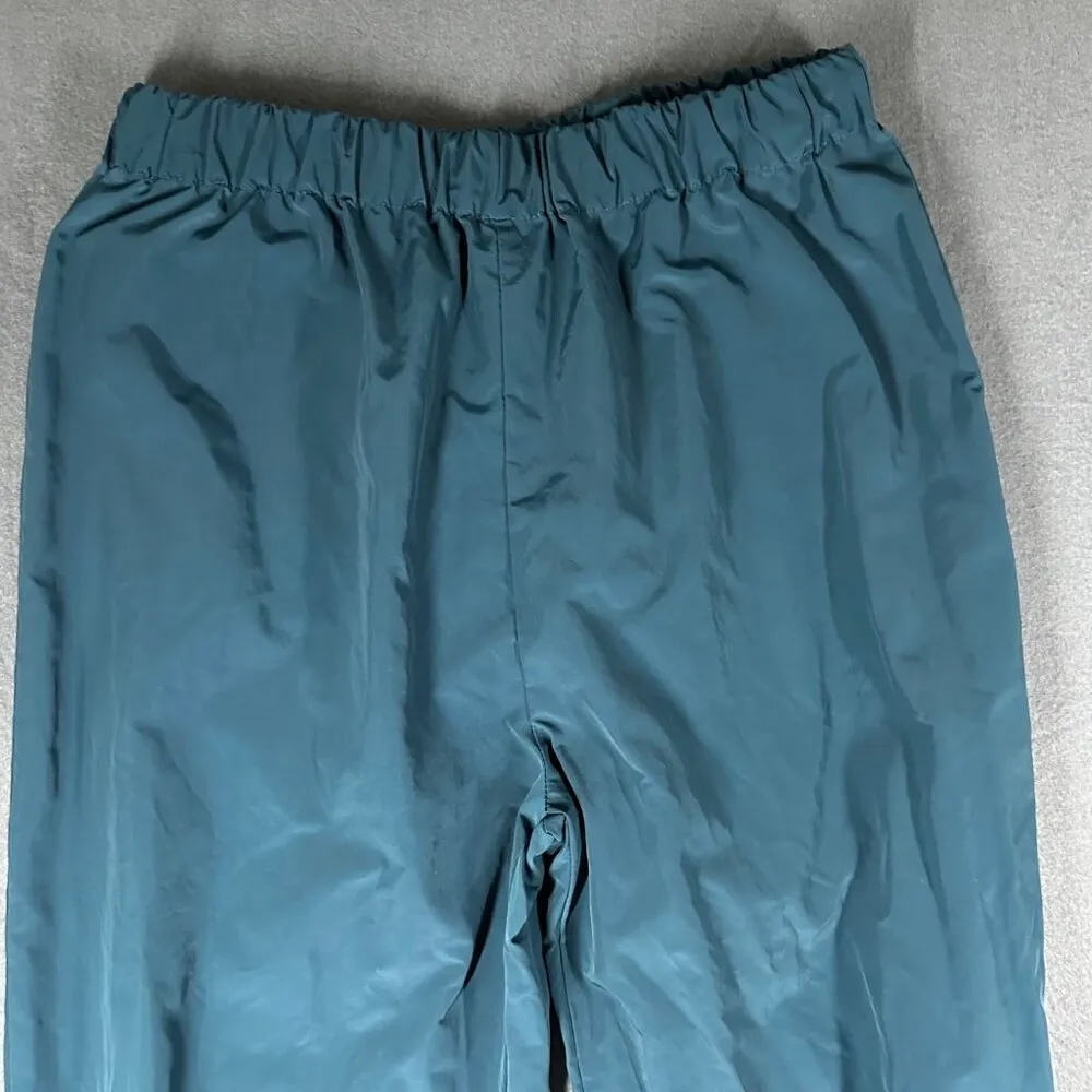 VTG Lands End Womens Large 14/16 Nylon Shell Green Wind Track Pants Drawstring - Image 3