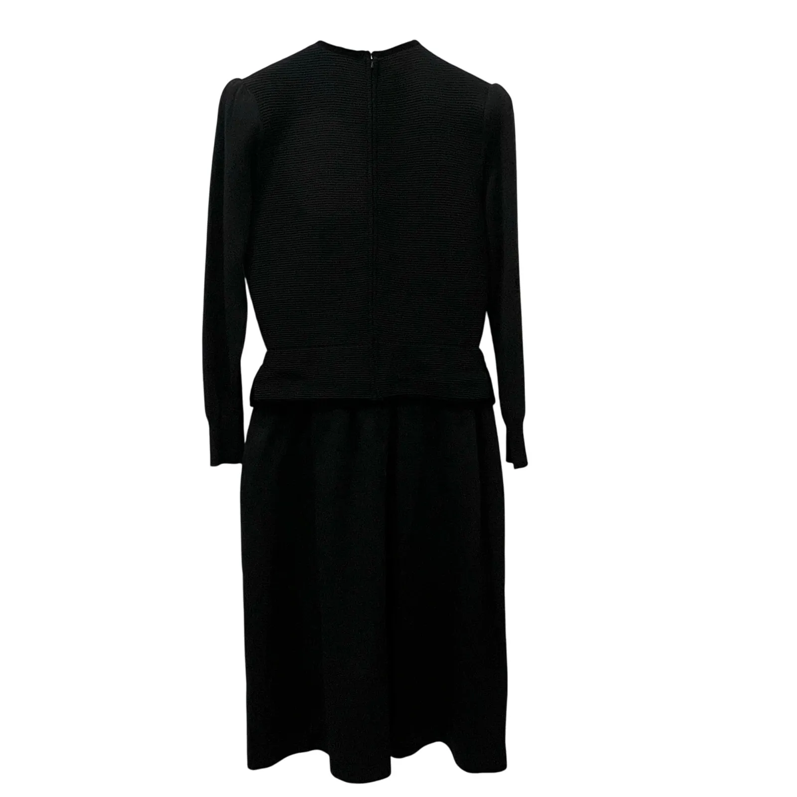 Vintage Womens Ciao Ltd Midi Dress Black Knit Wool Size 10 - Image 6