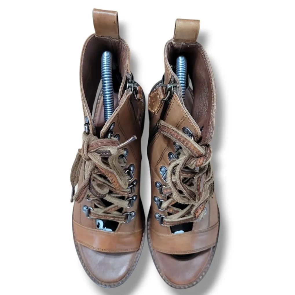 Vintage Foundry Co. Shoes Size 7 Leather Boots Odette Peep Toe Boots VFL144 Tan Women's Shoes - Image 5