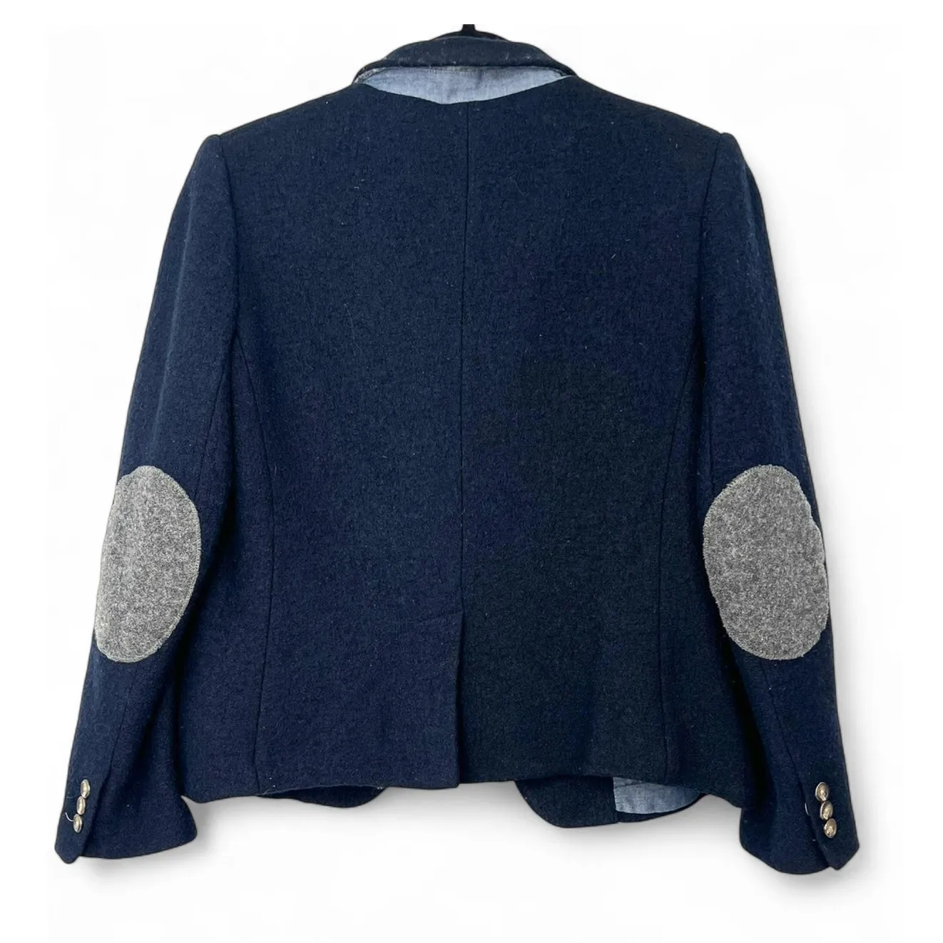 GAP | 8 | Academy Blazer Wool Jacket Navy Blue Elbow Patch Women 2 Button M - Image 2