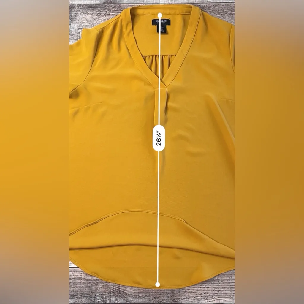 Jones New York Mustard Yellow Crepe Tunic Blouse SMALL Corpcore City Girl Preppy - Image 8