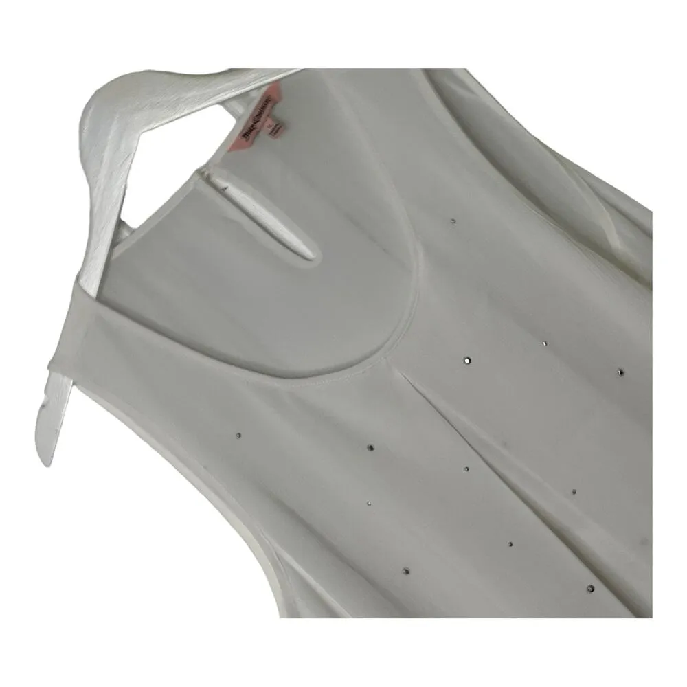 Juicy Couture White Semi Sheer Embellished Tank Top Women's Large New - Image 8