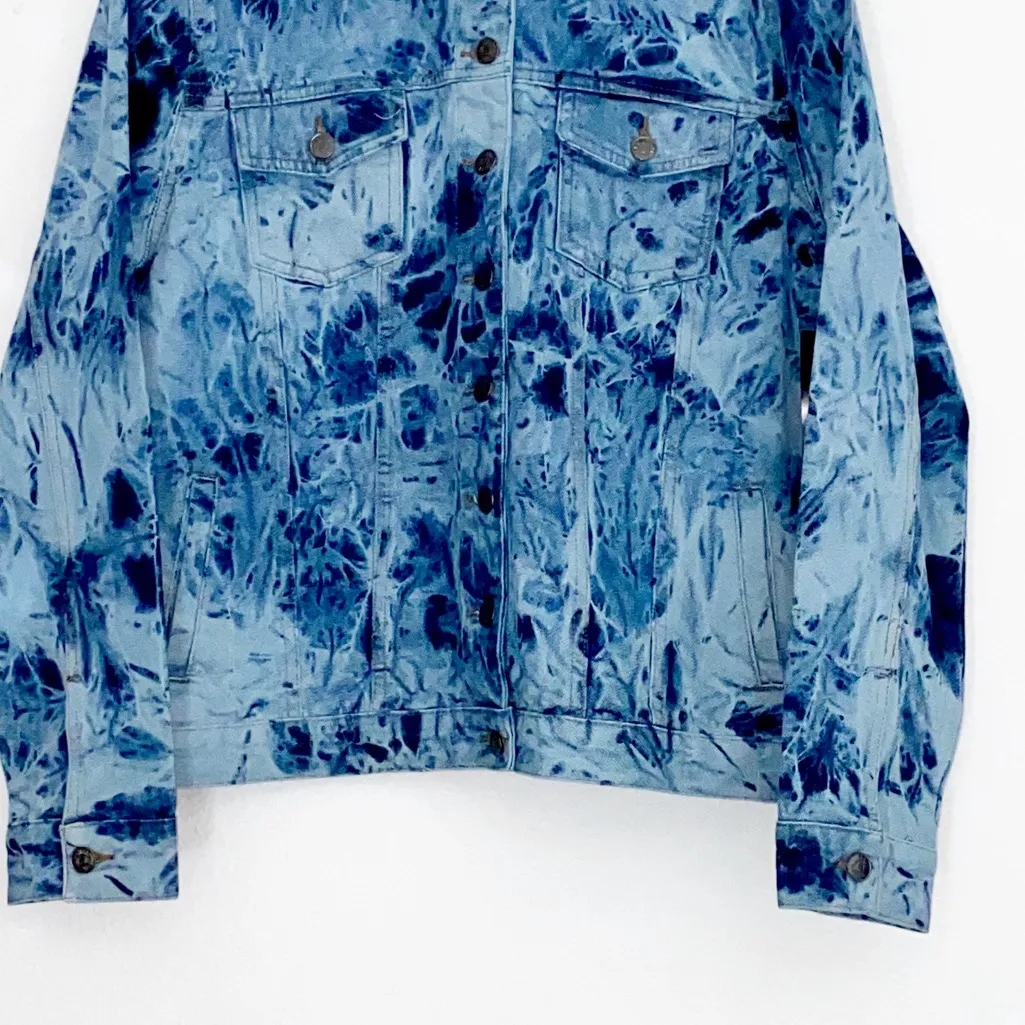 NWT Helium London Tie Dye Denim Jean Jacket Blue Size L - Image 5
