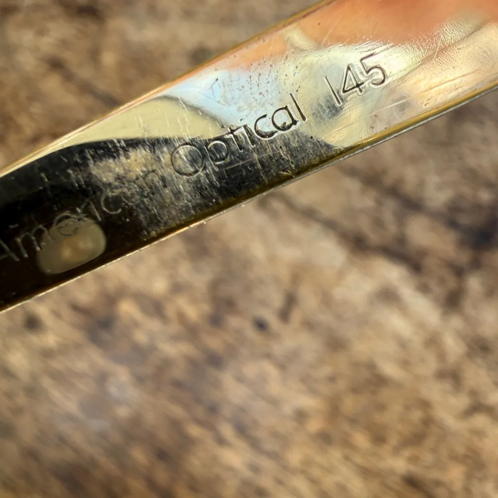 Vintage American optical glasses metal Frame with vintage eel skin leather case Gold - Image 12