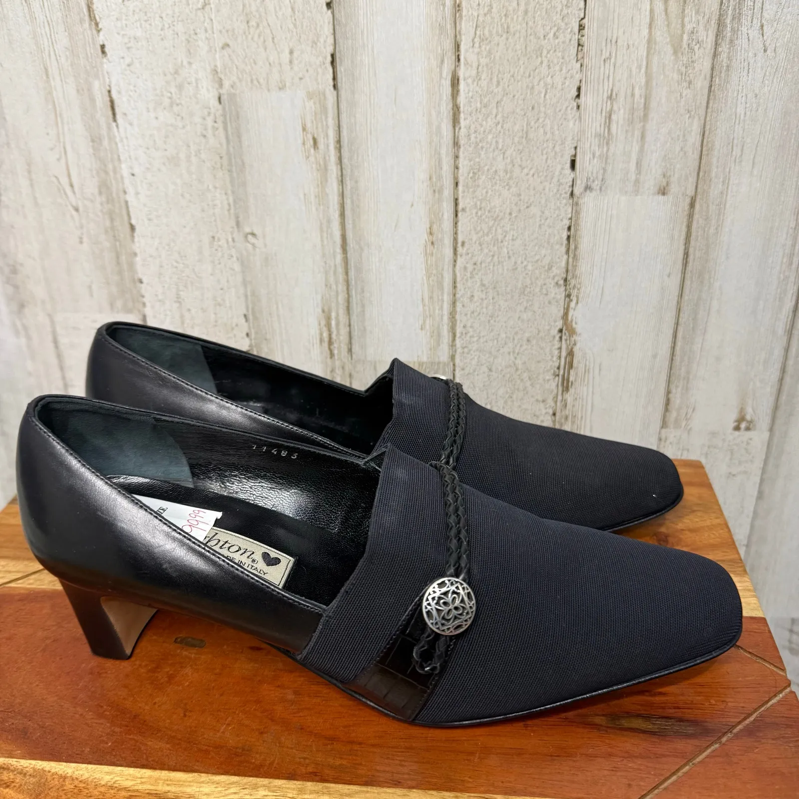 NWT Brighton Women's Quincy Block‎ Heels Black Size 7.5 Braided Detail - Image 8