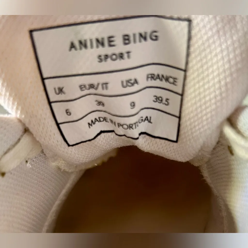 Anine Bing Sport Women’s Dina White/Off-White Lace Up Leather‎ Sneakers Size 9 - Image 9