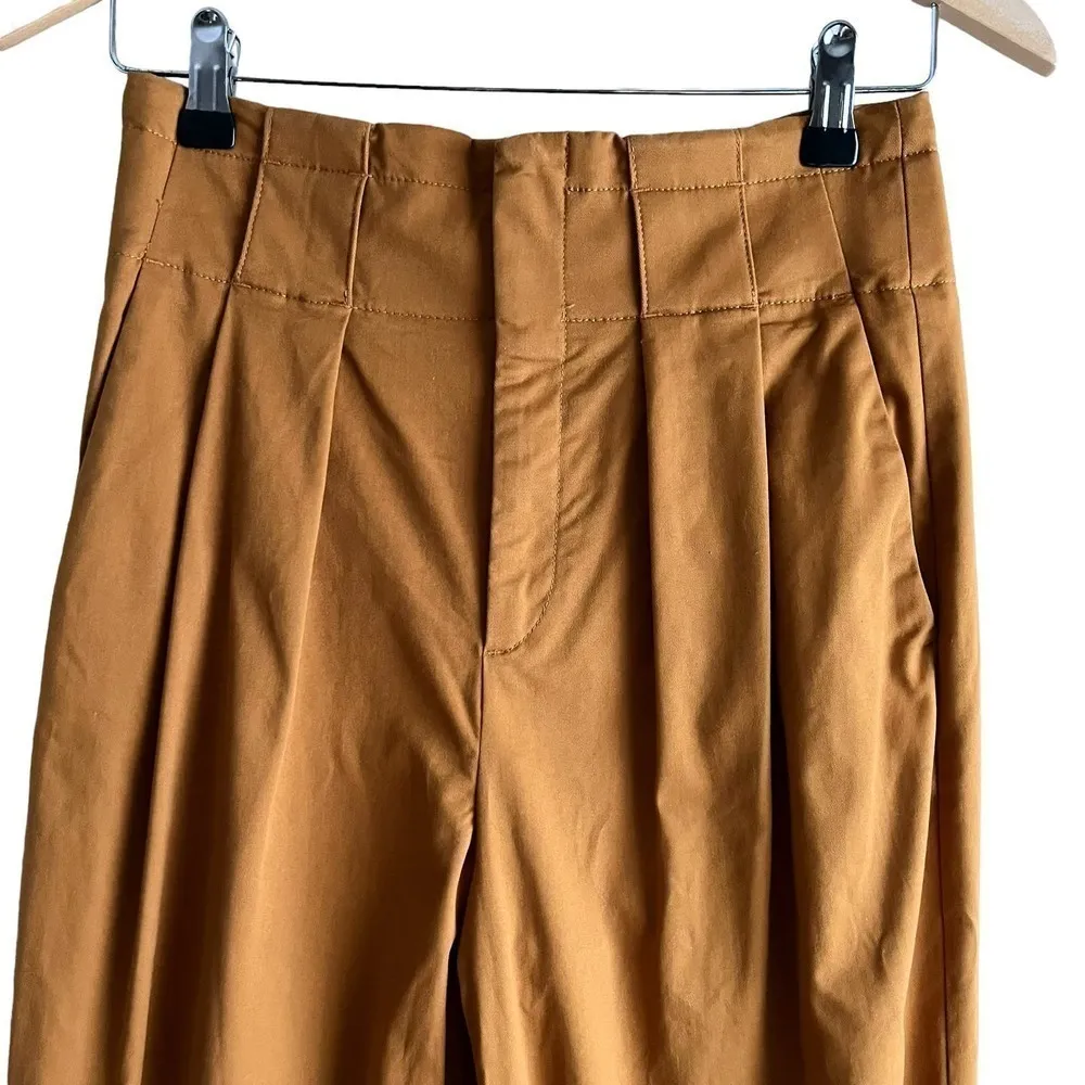 Banana Republic‎ High-Rise Tapered Pleated Cropped Pant in Nutmeg Spice/Rust, 2 - Image 3
