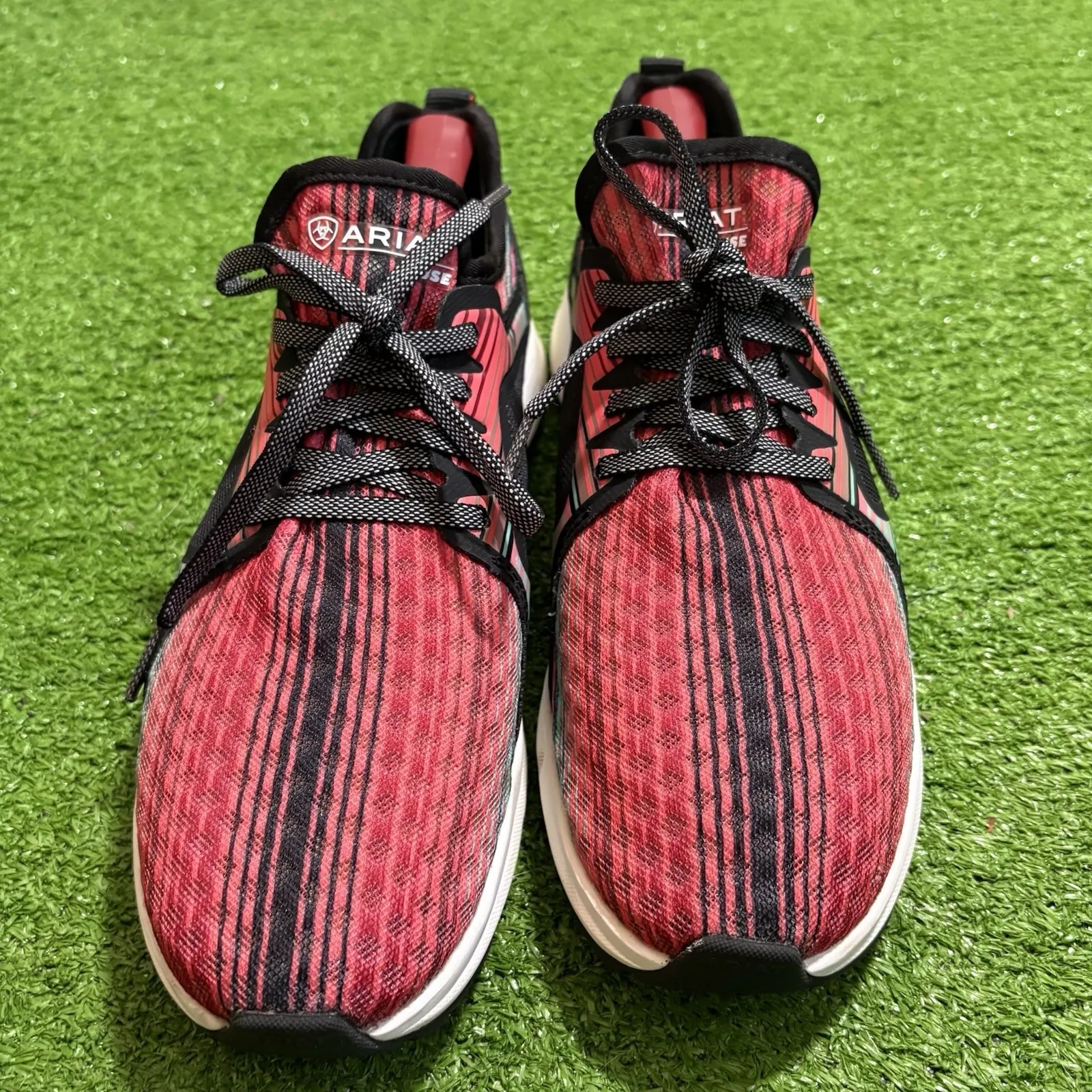 Ariat Fuse Sneakers Colorful Stripes Stretchy Knit Lace Up Western Womens 8.5B - Image 2