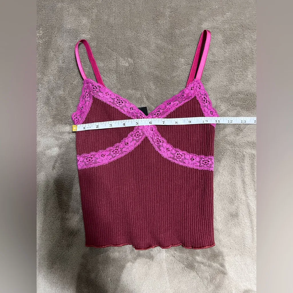 BDG Ribbed Lace Trim Graffiti Tank Top Women’s Sz Small NWT - Image 7