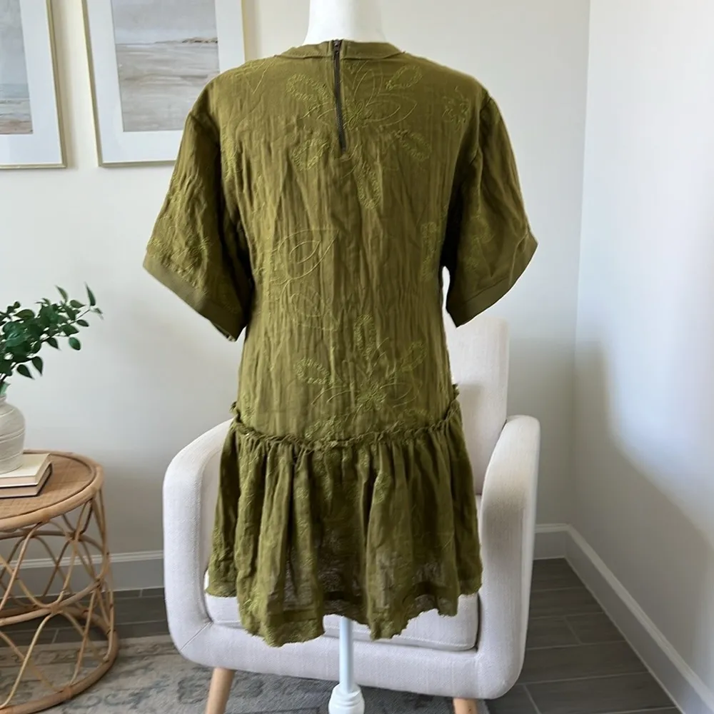 NWOT Free People Picking Petals Embroidered Mini Tunic Dress in Cardamom Seed XS - Image 7
