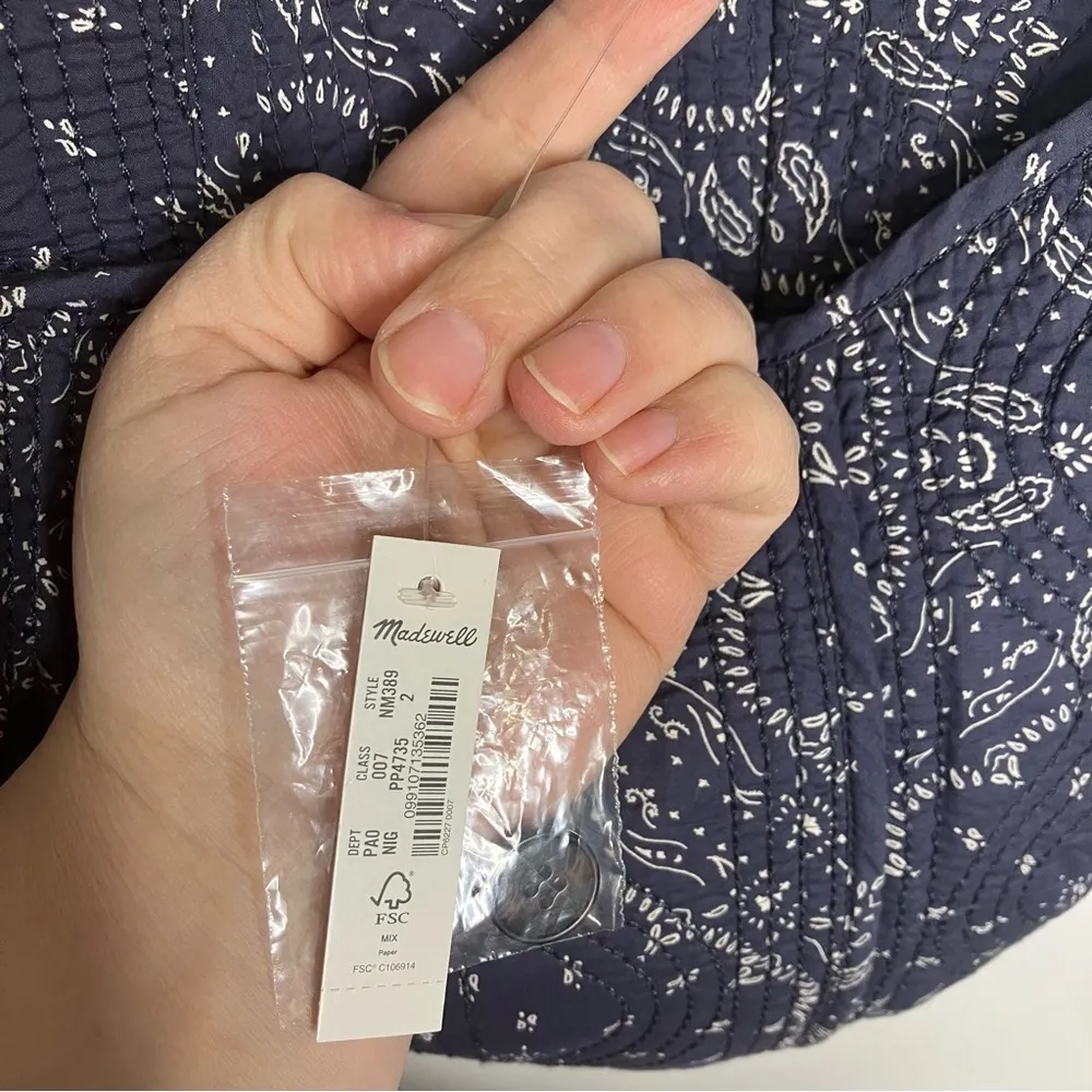 Madewell quilted sweetheart crop top tank new with tags size 2 navy blue‎ white - Image 5