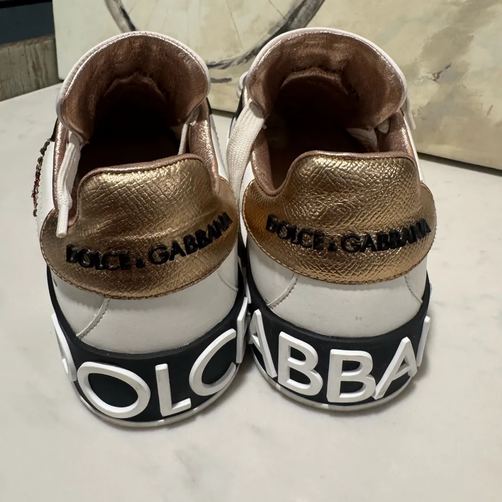 Dolce & Gabbana calfskin portofino embroidery Embellished Sneakers - Image 14