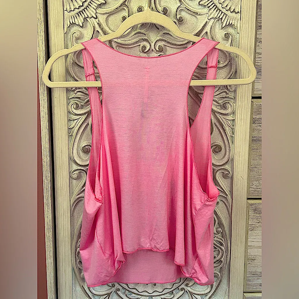 Pink California flag themed racerback tank Cali bear graphic Palm trees NWT MED - Image 2