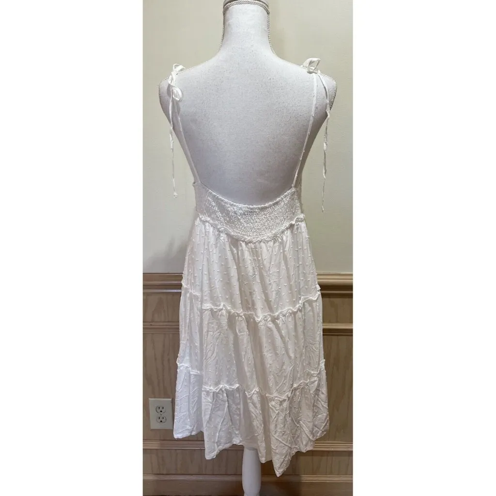Shein SunDress ~ White Tie Spaghetti Straps~ Size Large - Image 4