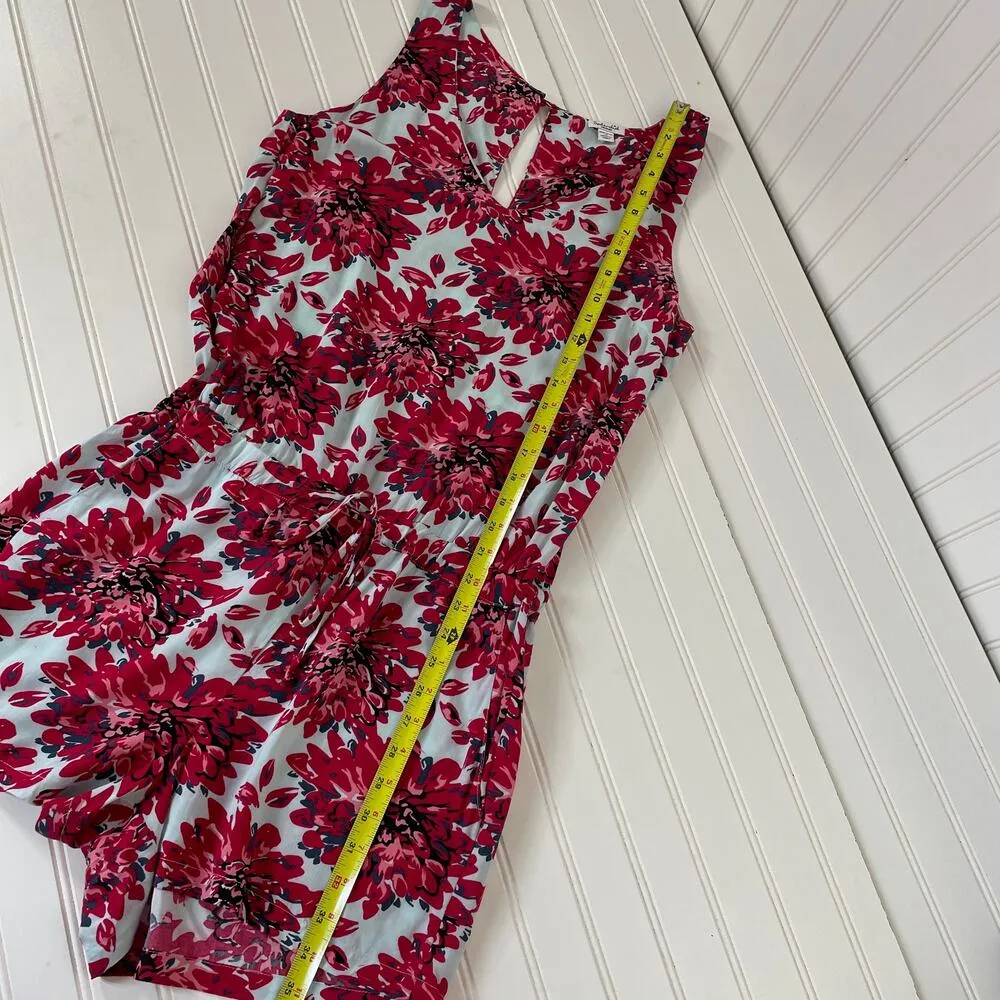 Splendid  Red Mediterranean Blossom Drawstring Romper Playsuit Size M - Image 9