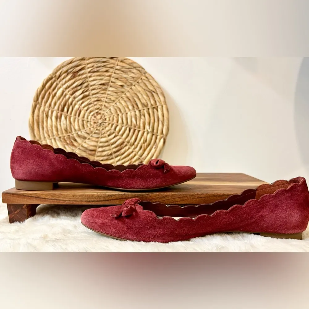 New York Eleni Petaled Ballet Flats in Dark Red Size 8 - Image 5