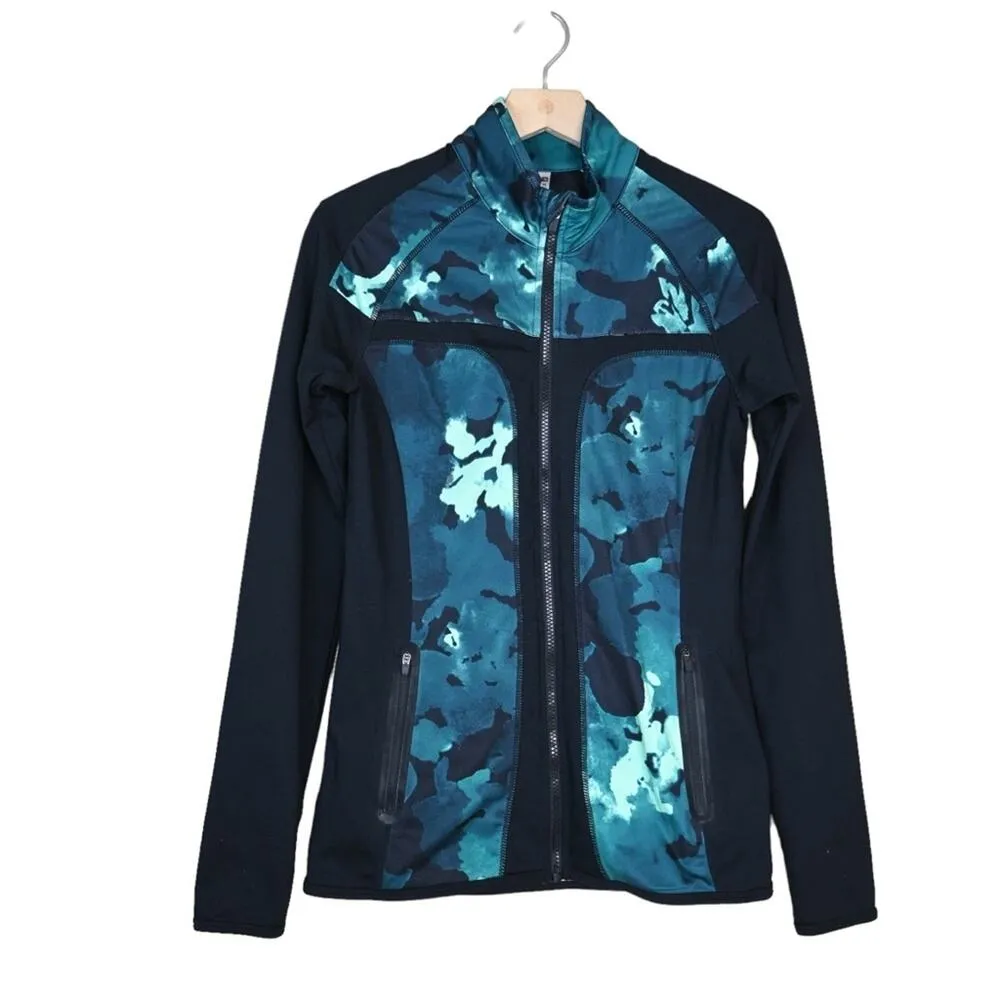 Fabletics Womens XS Jojo Zip Front Jacket in Black/Nocturnal Floral Print - Image 2