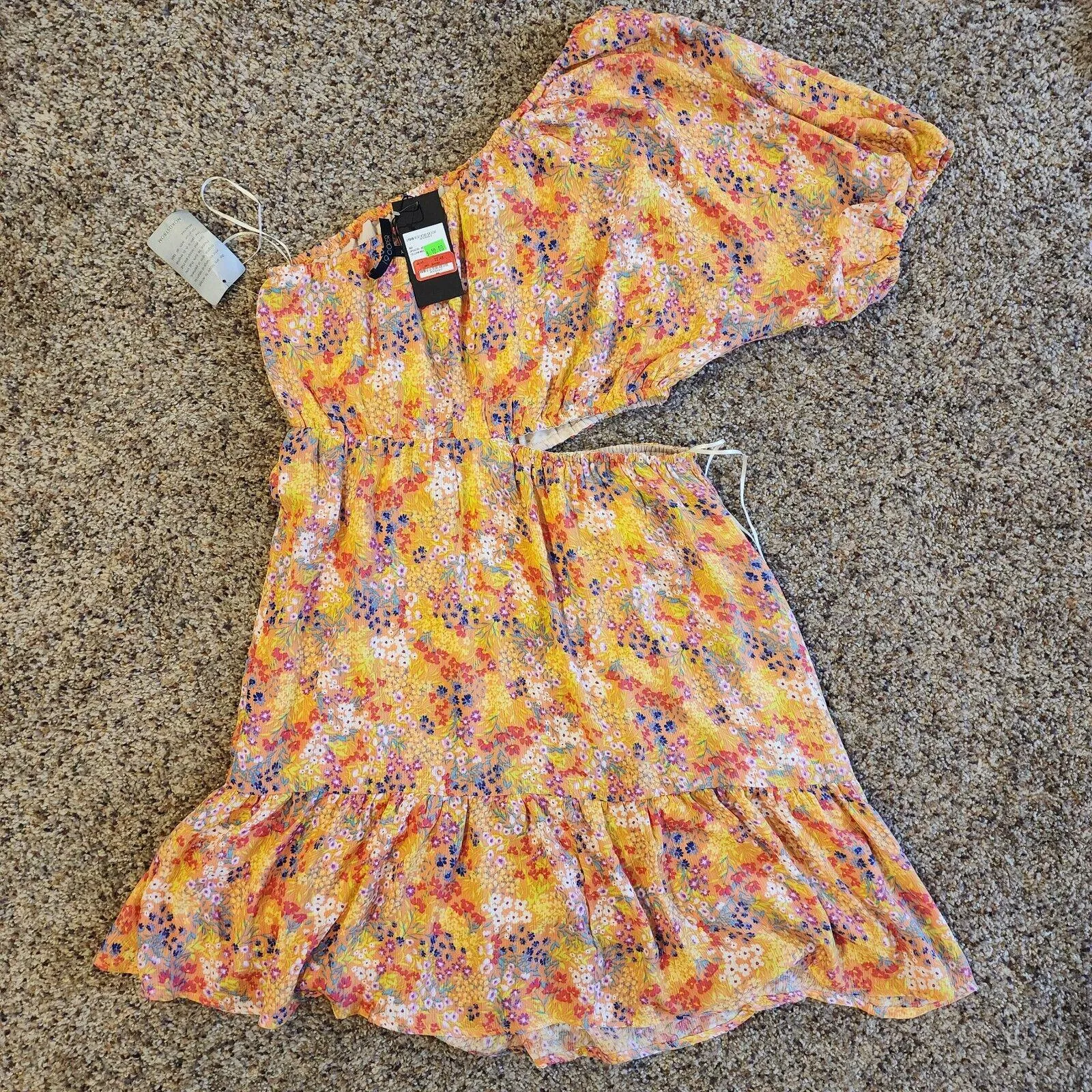 NWT 19 Cooper Yellow Chiffon Floral Dress SIZE XL Middle Slit Bohochic Coquette - Image 5