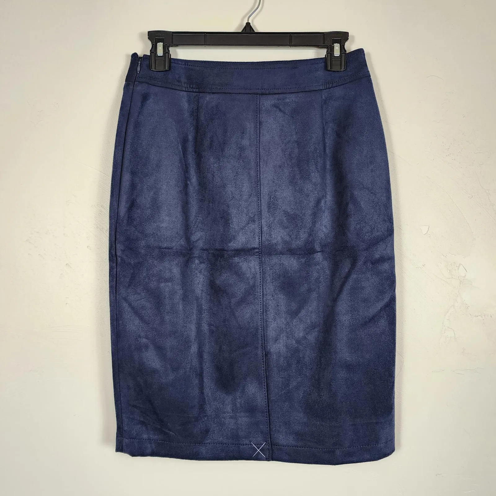 Loft Outlet Navy Blue Cotton Velvet Pockets Pencil Skirt Size 2 Preppy Workwear - Image 2