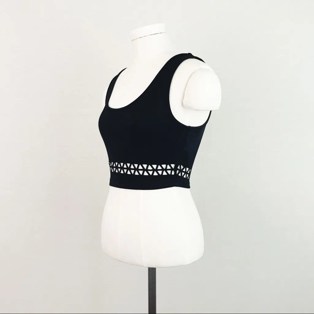 UO Sparkle & Fade Laser-Cut Crop Top in Black | Size S - Image 3