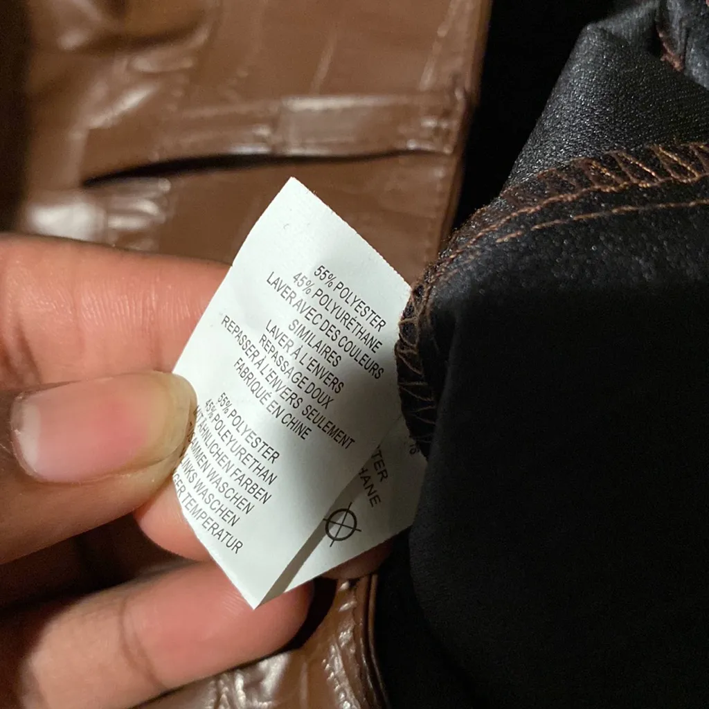 NWT PRETTYLITTLETHING Faux Leather Croc Embossed Flare Bottoms SIZE 12 - Image 6