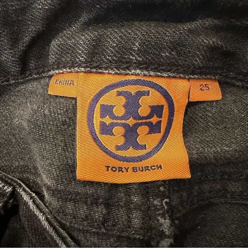 Tory Burch Super Skinny Jeans Women's Size 25 Black Ankle Zip Denim Stretch‎ - Image 5