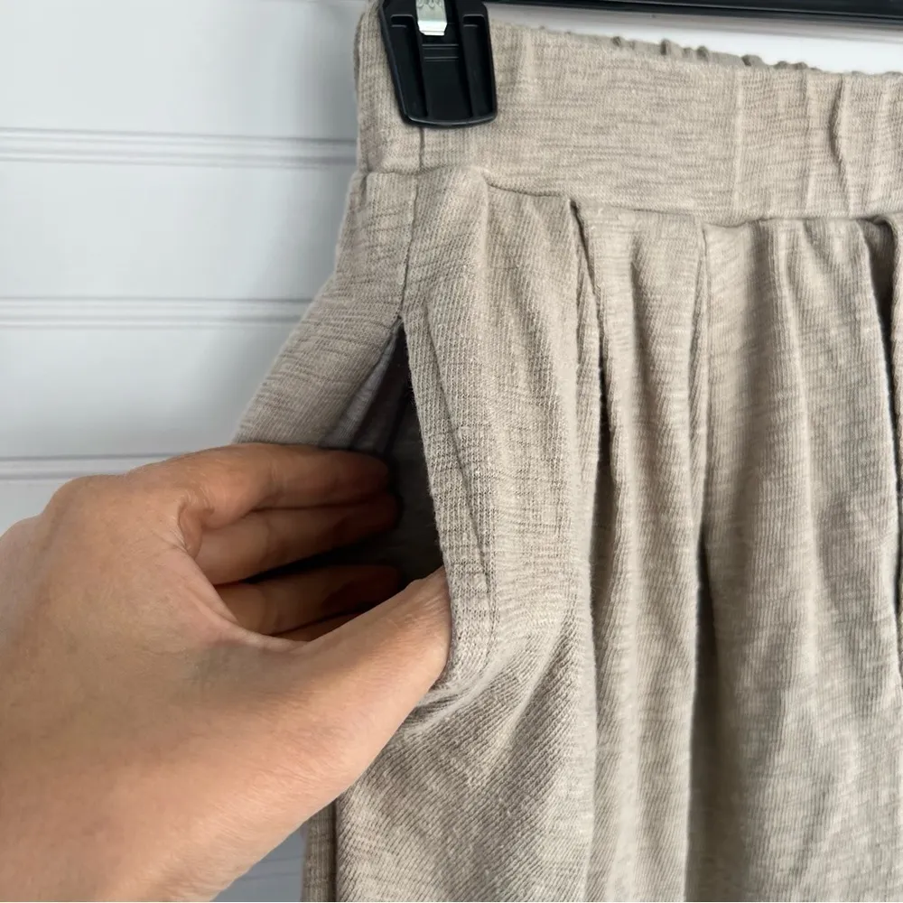 Free People Pleated Jogger Lounge Pants Olive Green Cotton Blend Size Small - Image 7