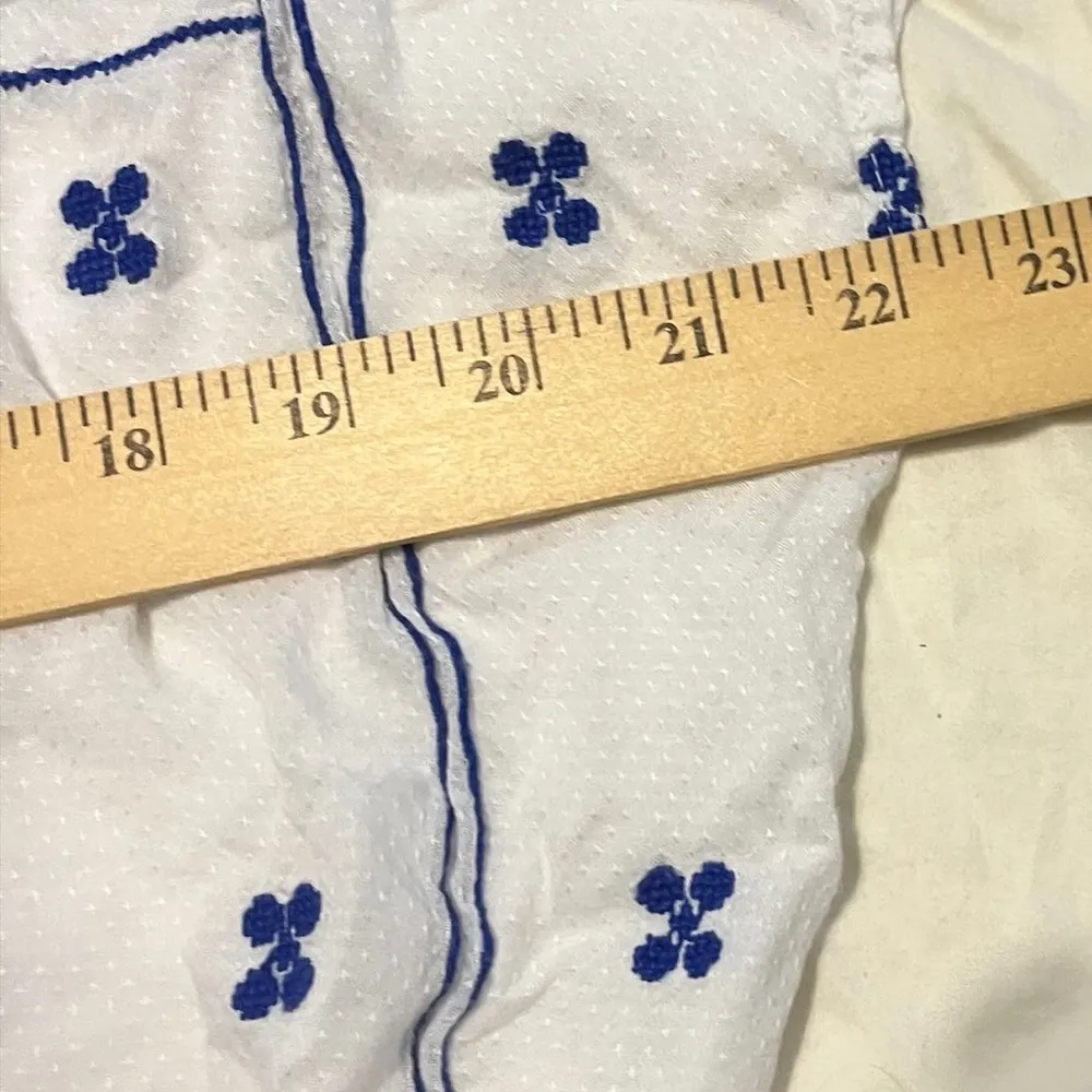 Lucky brand white with blue embroidery boho style blouse size small - Image 8