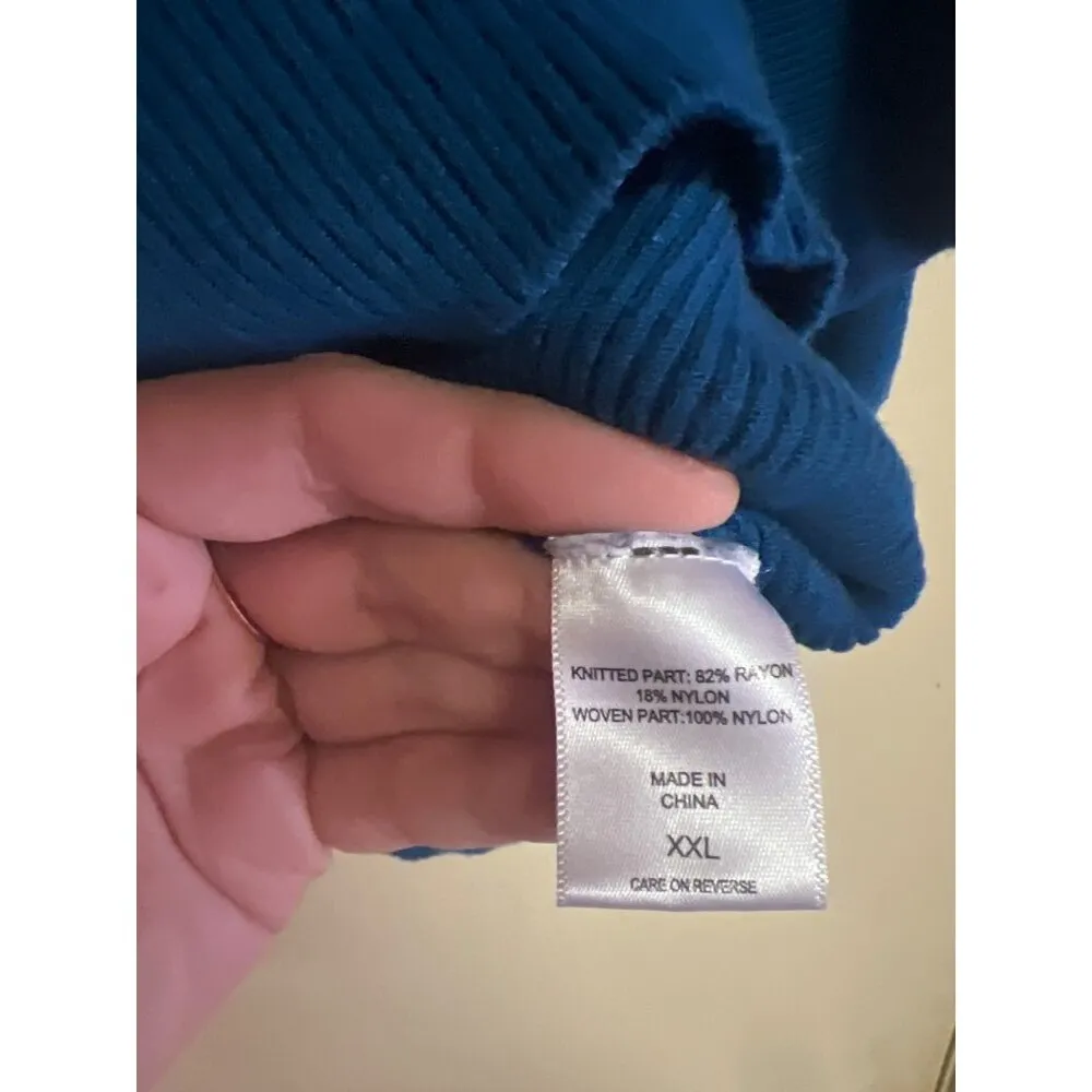 7th Avenue Design Studio Ruffled Sleeve Knit Top XXL Blue Rayon & Nylon Size 2X - Image 6