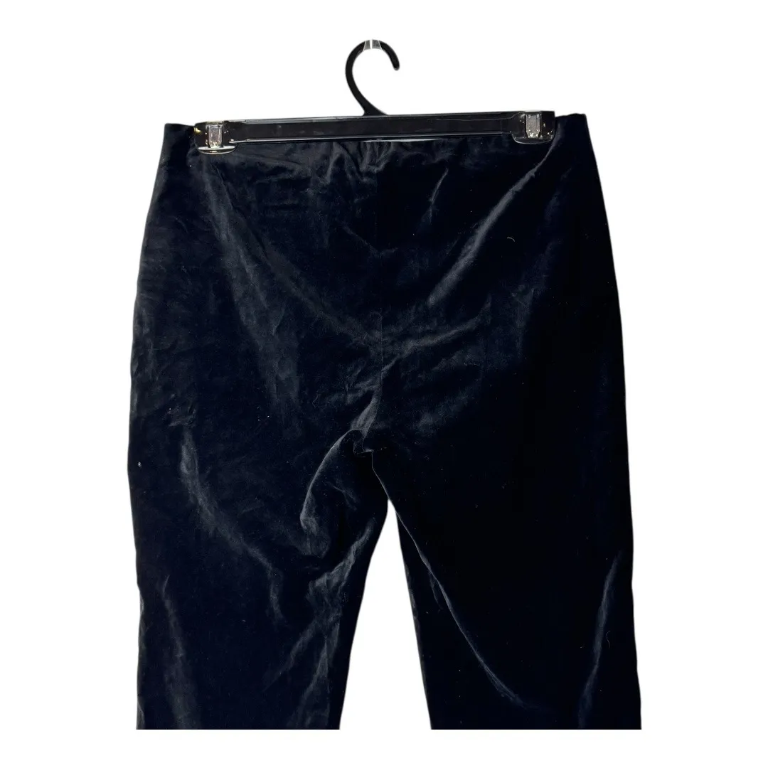 Vince Pants Women Large Black Velvet Straight Leg Split Hem Ankle Holiday Preppy - Image 5