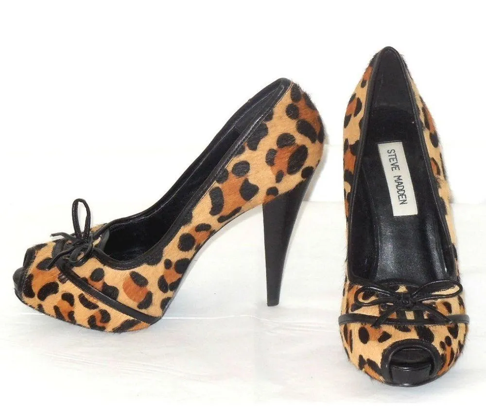 Steve Madden RIPAA Leopard Peep Toe Pumps 6.5 - Image 3