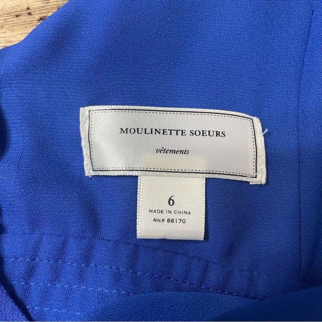 Moulinette‎ Soeurs Babydoll Dress Size 6 Anthropologie Silk Blue Fit Flare - Image 5