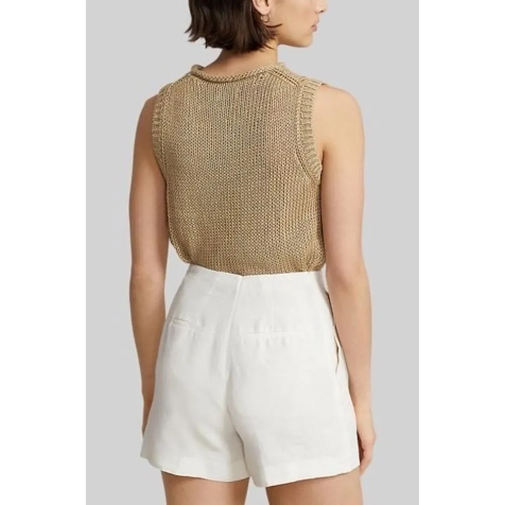 Polo Ralph Lauren Linen Cotton Tan Knit Sleeveless Crewneck Sweater Vest Size L - Image 2