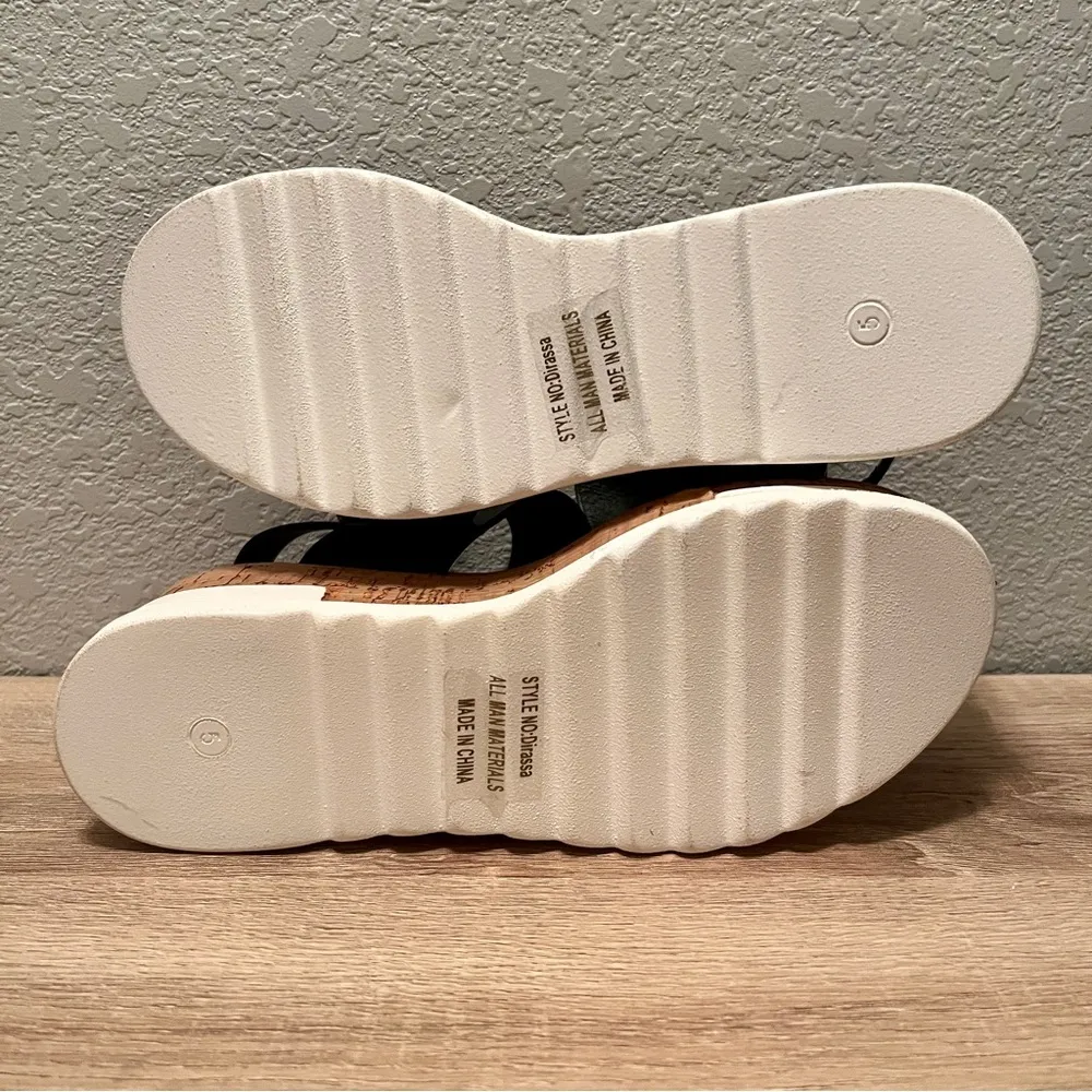 Black Strappy Wedge Sandals Size 5 - Image 5