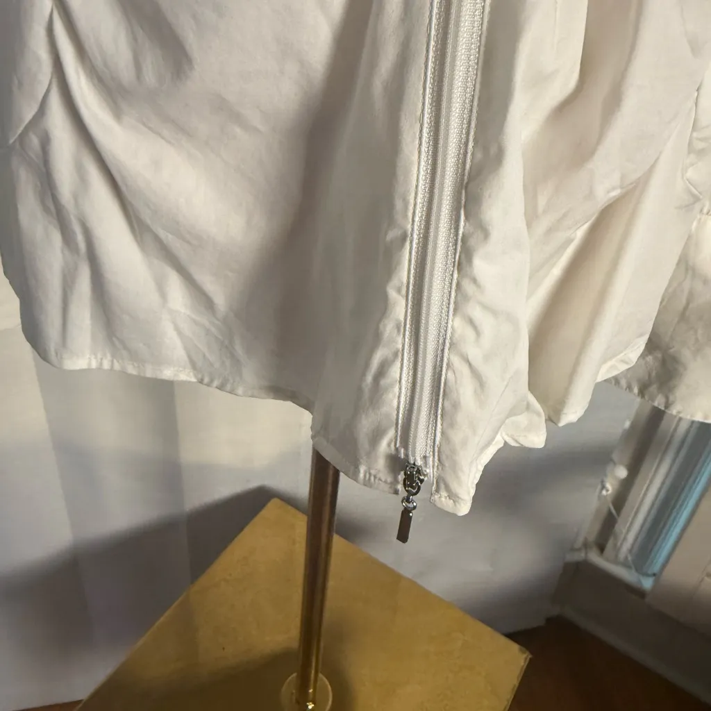 Caché White Ruched Zip Jacket Large (Fits Like Medium) Women’s - Image 3