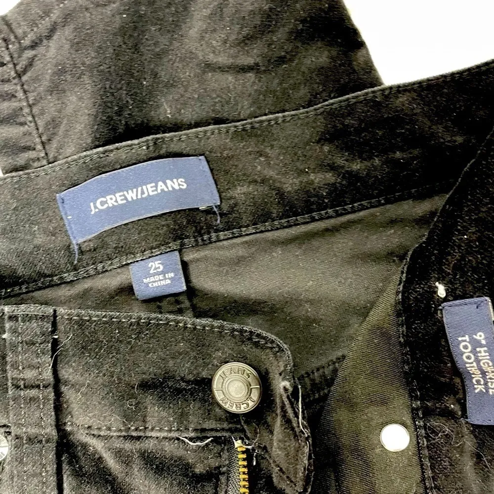 J. Crew High Rise Velvet Toothpick Jeans Black 819 - Image 8