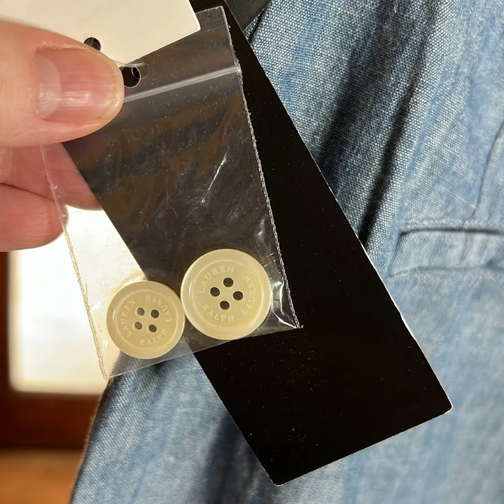 Lauren Ralph Lauren 100% Cotton Chambray Blue Wide Leg Pants Size 2 - Image 6