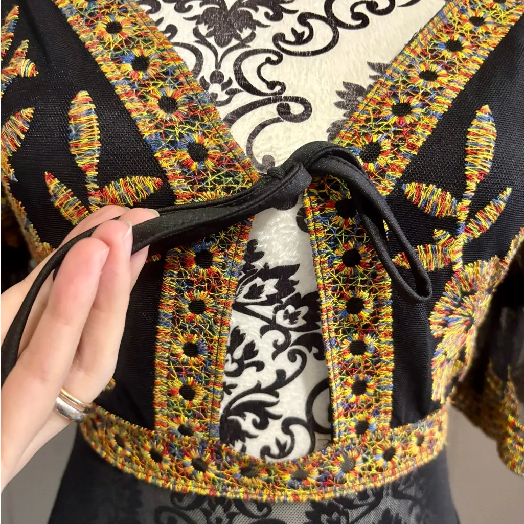 CLOUD TEN Black and Gold Embroidered Bodysuit Top - Image 5