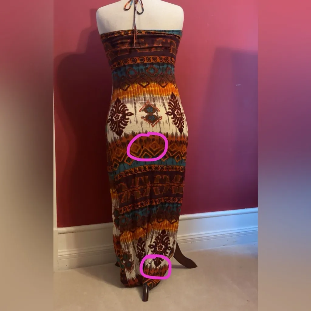 Vintage wet seal maxi dress size large strapless tribal - Image 12