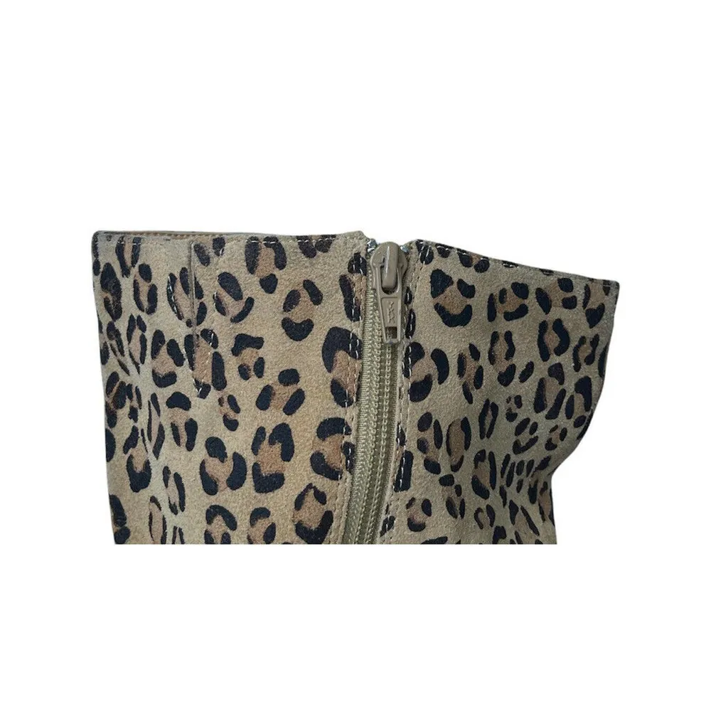 Womens AJ Valenci Comfort Animal Leopard Print Tall Leather Boots Woven Strap 8M Size 8 - Image 7
