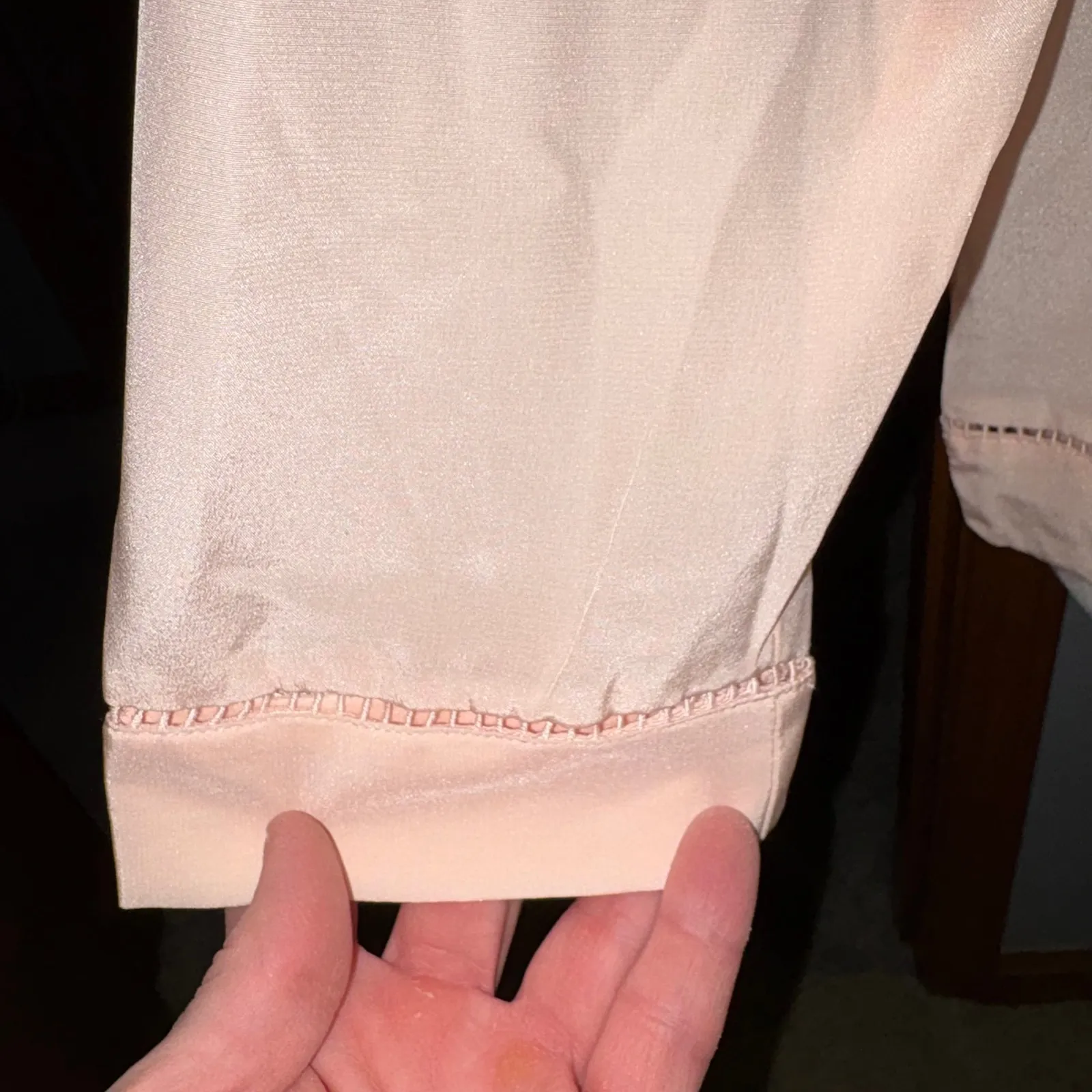 POINT SUR for J Crew Light Pink Ruffled Neck Tie Blouse 100% silk Women's PM Size undefined - Image 3