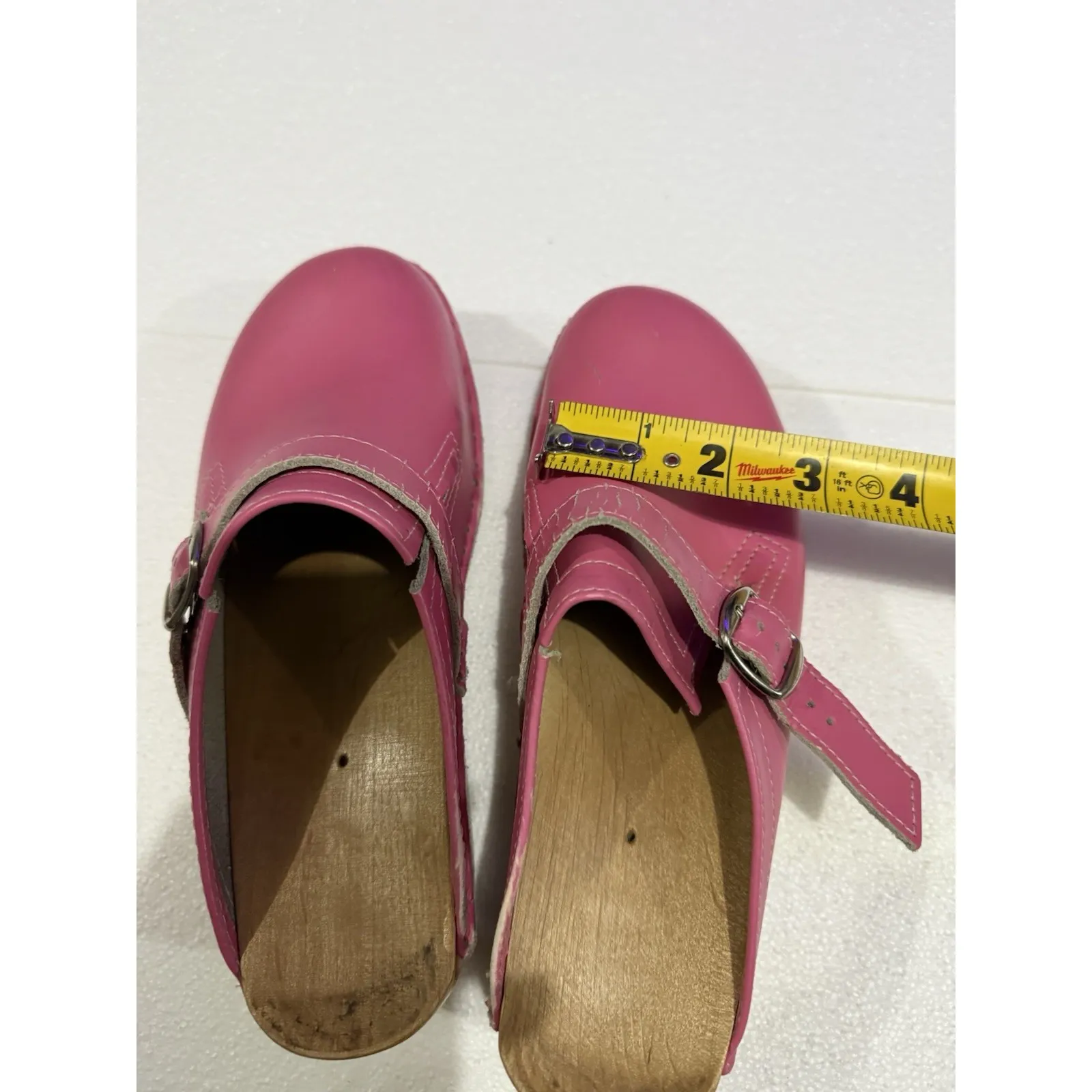 Women's Troentorps Toffelfabrik Swedish Leather Pink Clogs Size 36 - Image 4