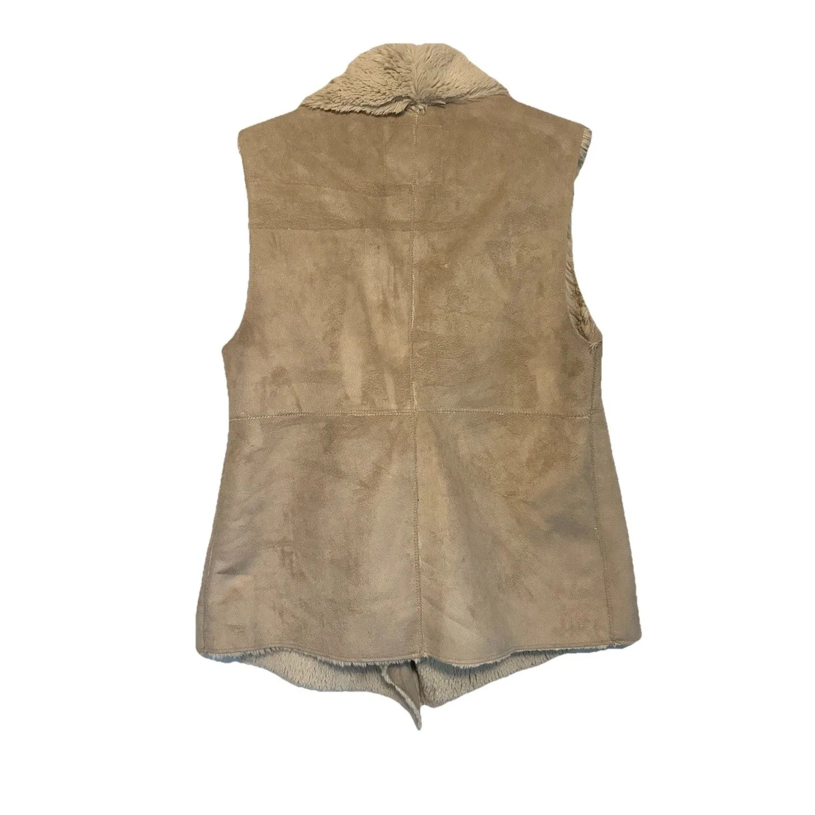 Dylan Los Angeles Vest Soft Luxurious Faux Suede/Fur Light Beige Women’s Sz S - Image 4