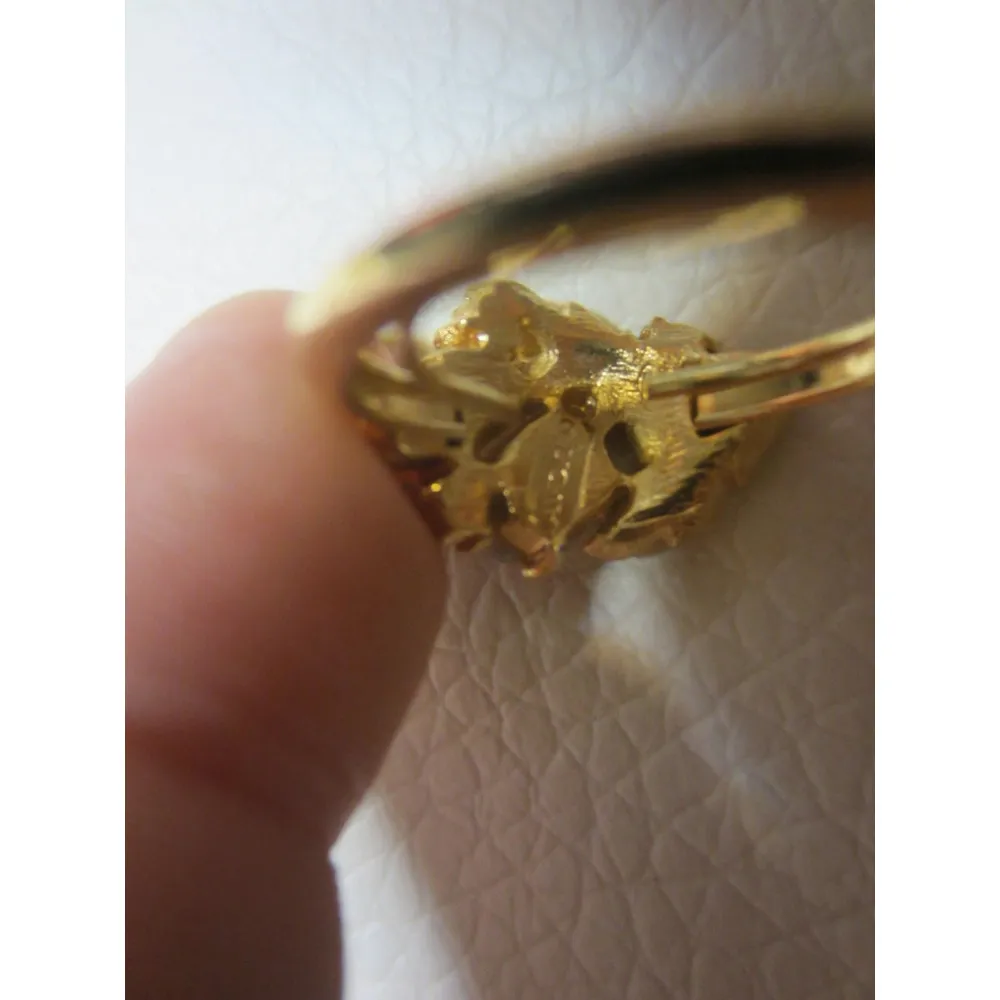 Vintage Opal Leaf Gold Tone Cocktail Ring Avon Size 7 - Image 10