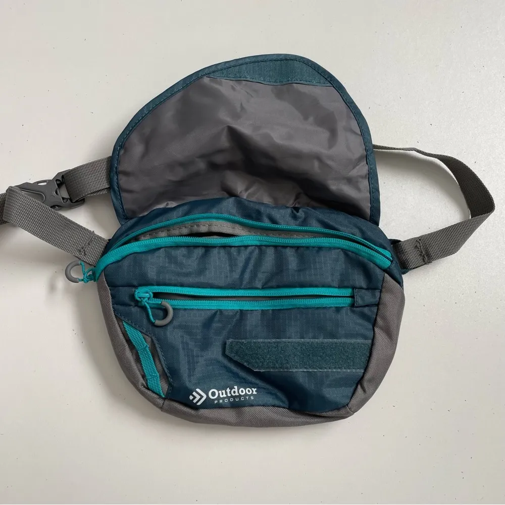 Outdoor Products Fanny Pack Belt Waist Belly Bag Padded Pockets Teal Green Grey - Image 6
