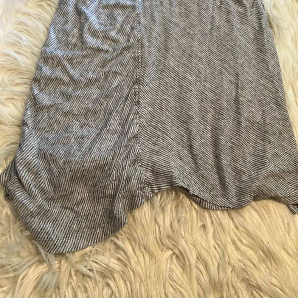 Sigrid Olsen V-Neck Linen Tank Top White Blue Stripes - Image 8