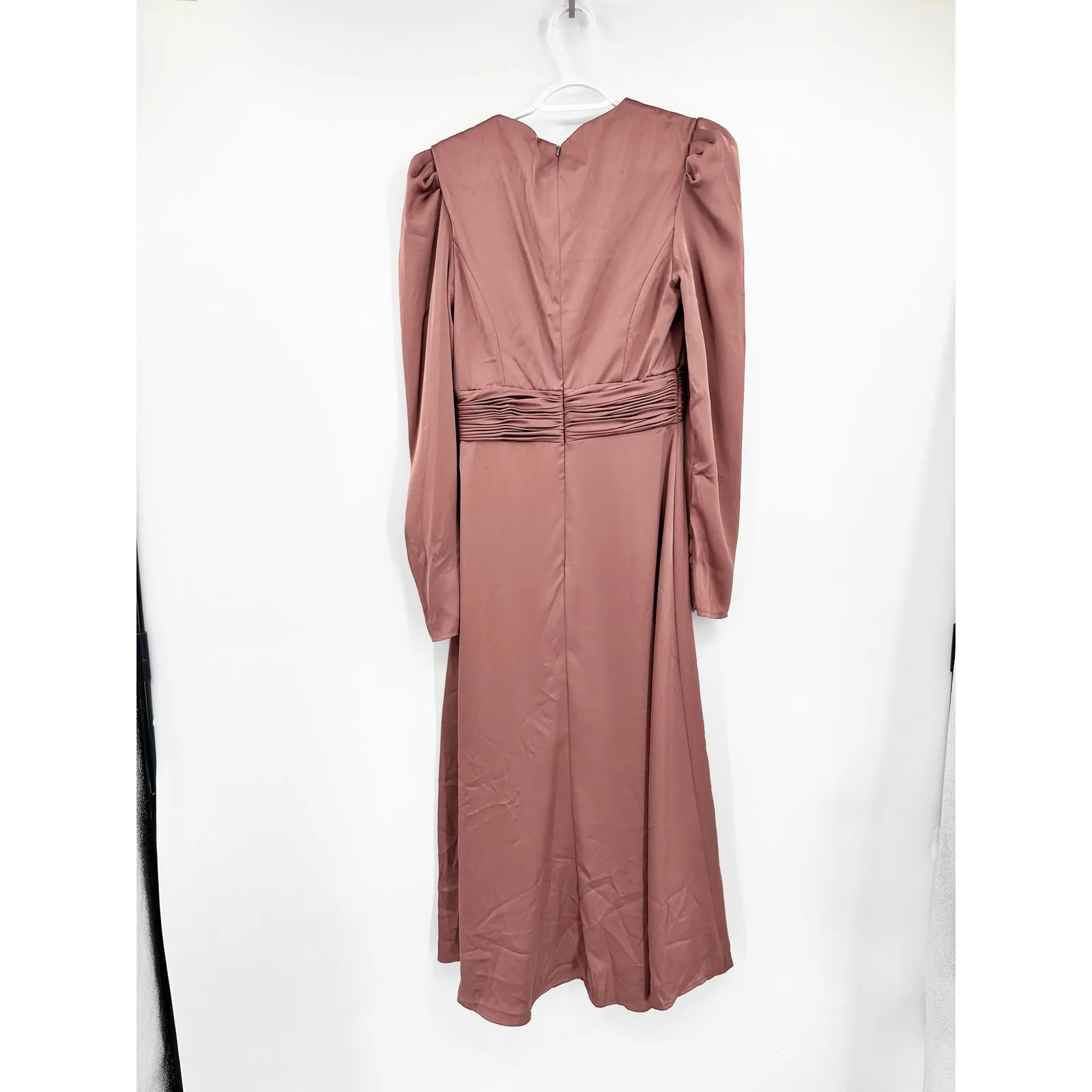 Mac Duggal 26936 Mauve Long Sleeve Round Neck Cocktail Midi Dress Size 4 NWT - Image 4