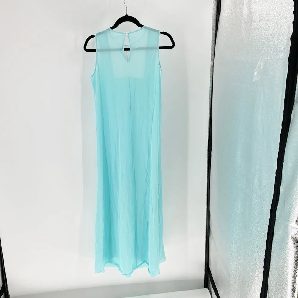 Vintage Nylon 1960s Blue Nightie Negligee Size S Lingerie Lace - Image 2